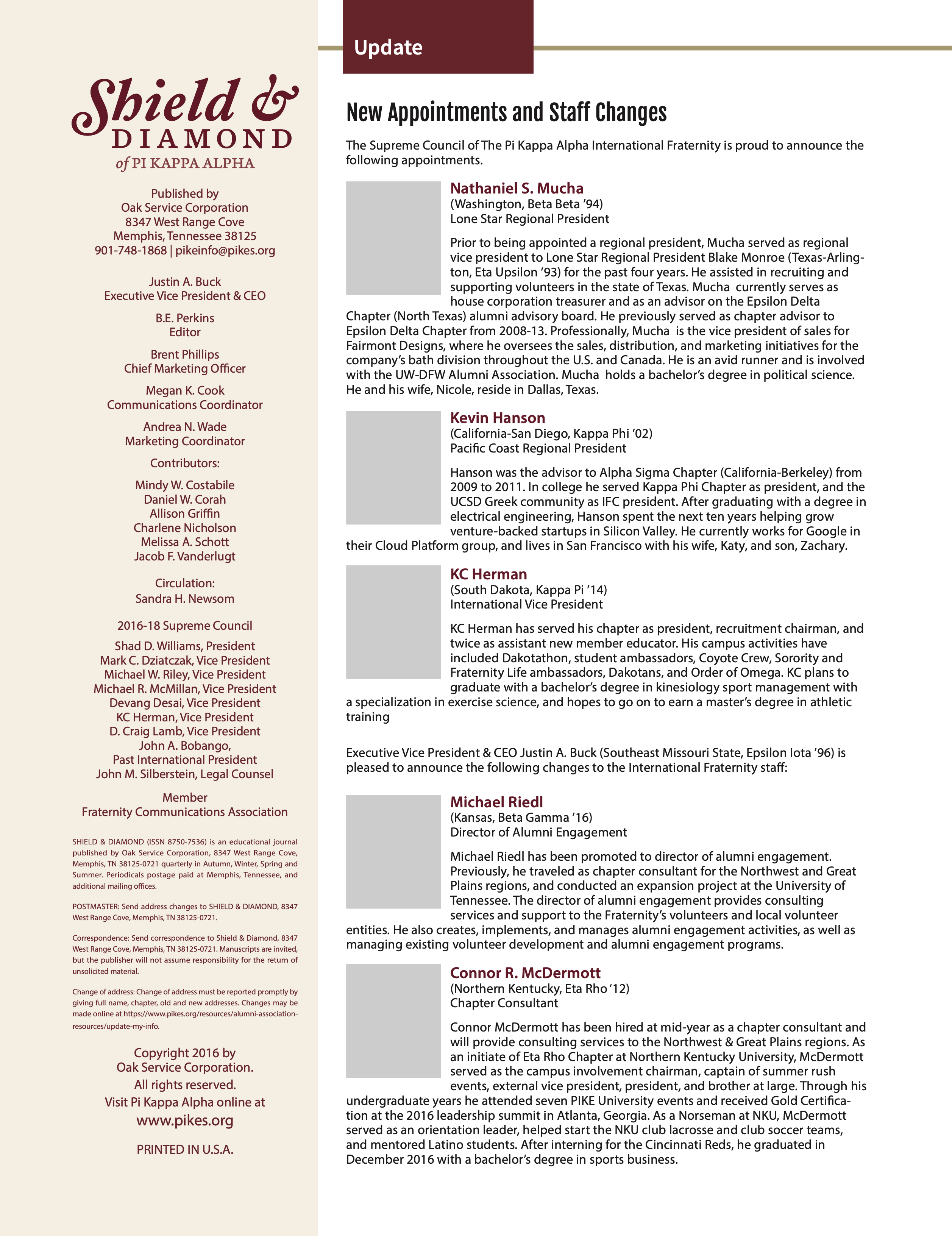 Update: New Appointments and Staff Changes